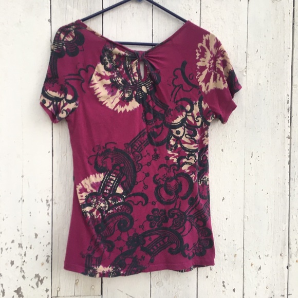 Mossimo top- magenta, grey & tan. Keyhole back accent. size xl. - Picture 5 of 5